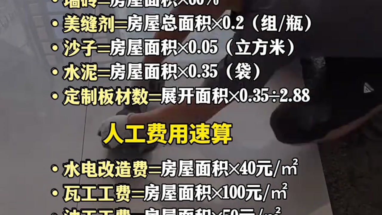 装修预算不踩坑：一文读懂材料用量与人工费计算公式