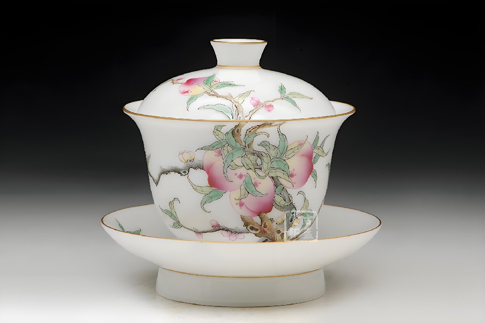 景陶易购-寿桃临福(盖碗)